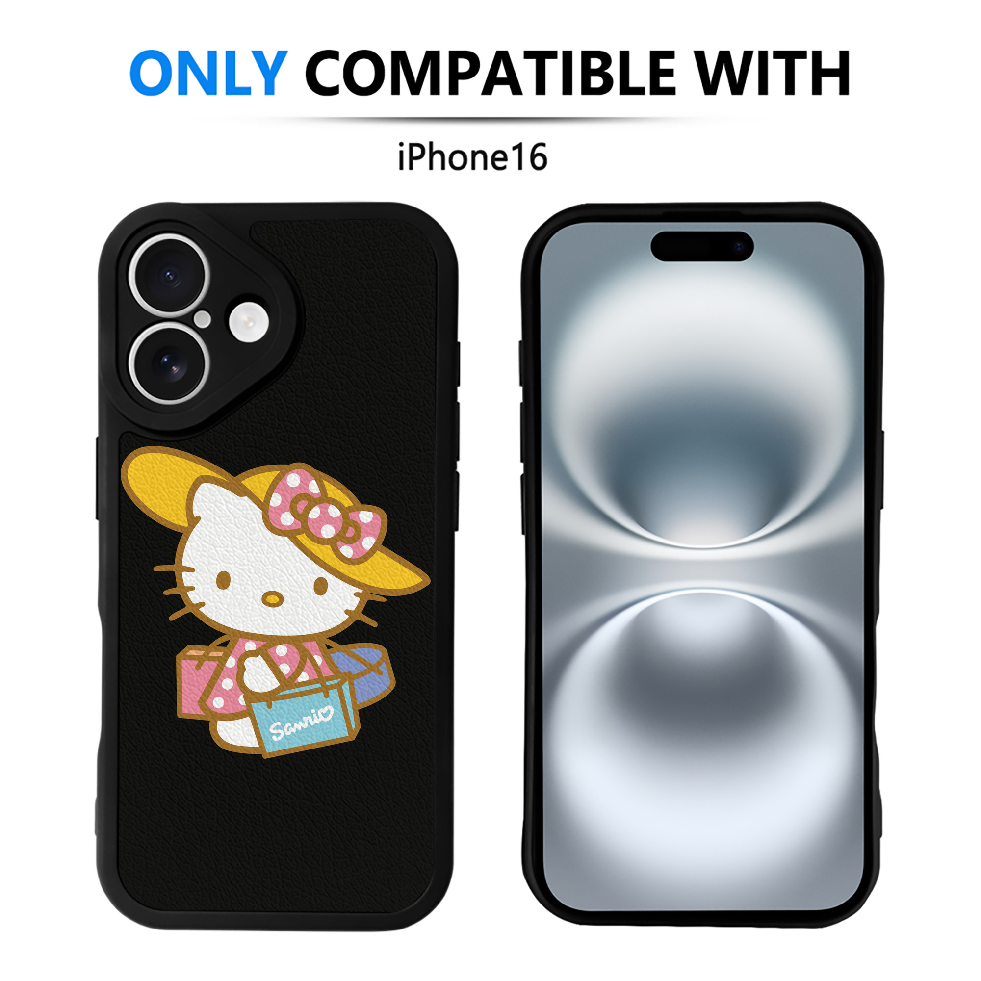 （画像用） Hello Kitty ハローキティ 【iPhone 16シリーズ対応】シリコンスマホケース（レザー調） 材質：シリコン